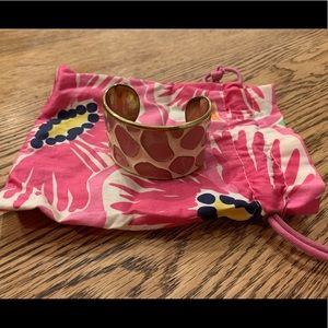 Lilly Pulitzer Enamel Pink/Cream Giraffe Cuff